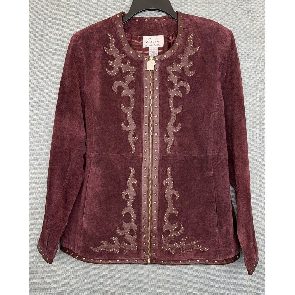 VTG 90s Linea By Louis Dell'olio Leather Suede Jacket Gold Grommet Studded XL